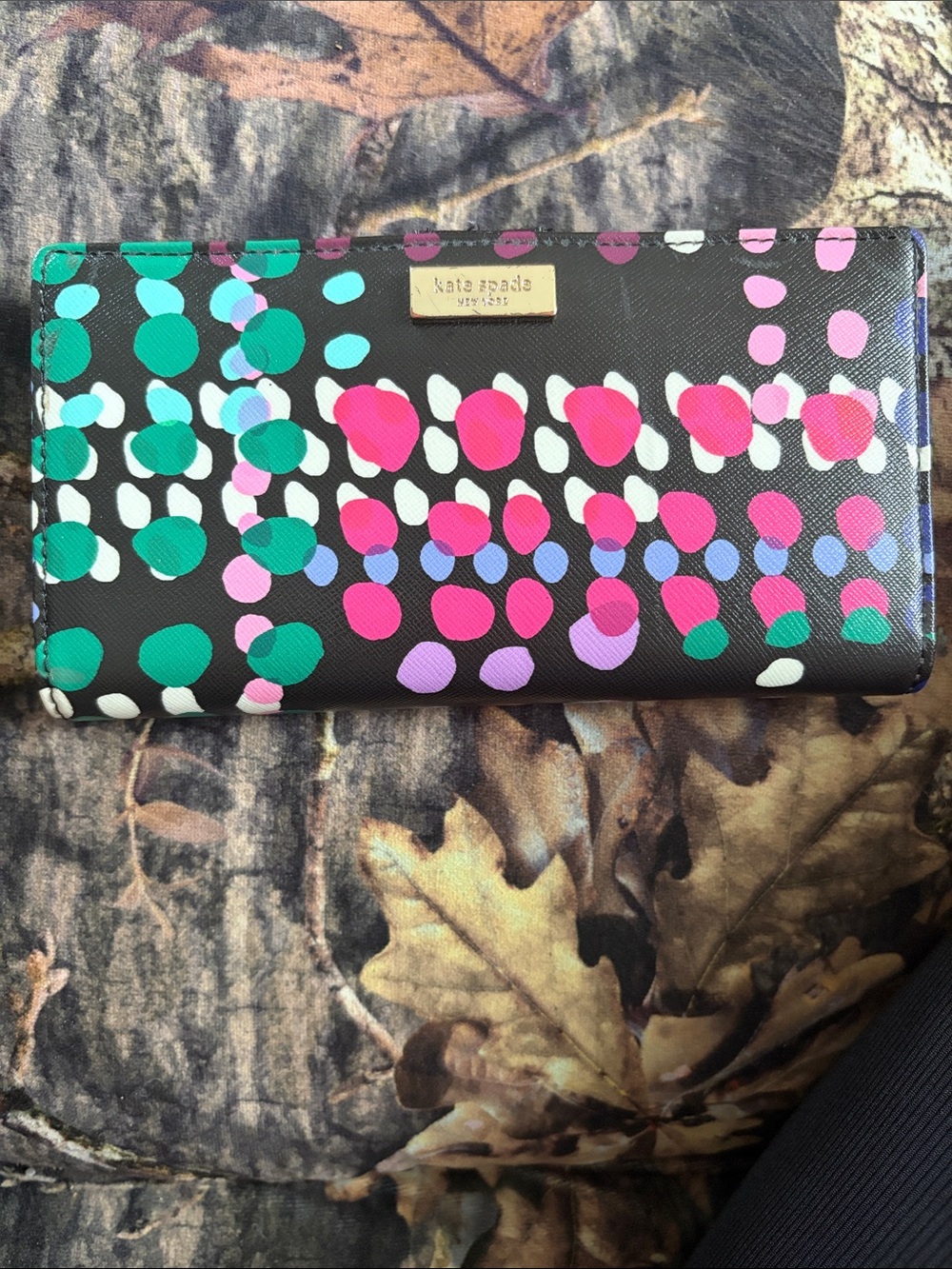 kate spade Black Multicolor Dot Long Wallet